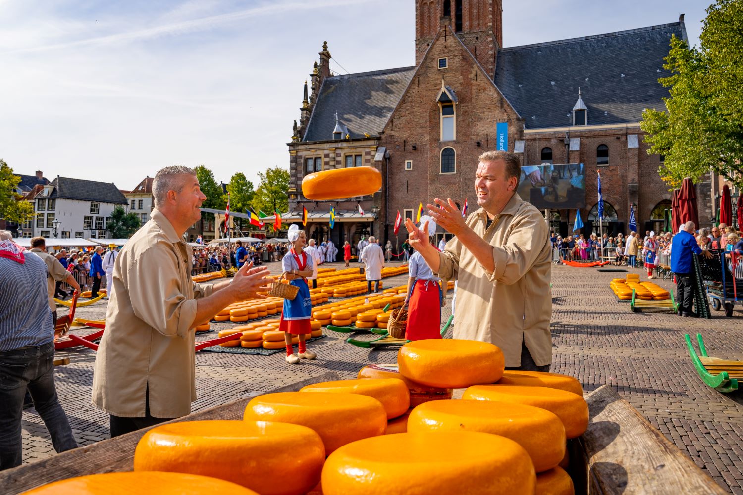 Kaaswerpers op het Waagplein in Alkmaar