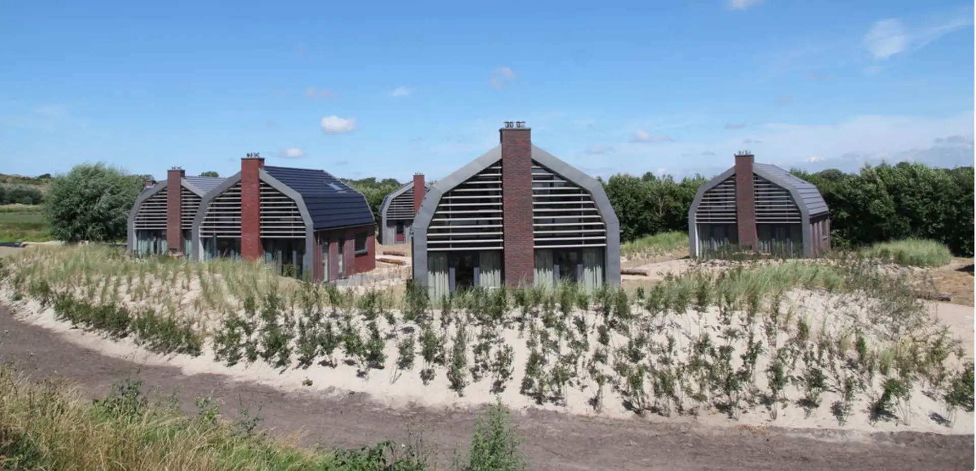 Zicht op de huizen van Duinpark Egmond