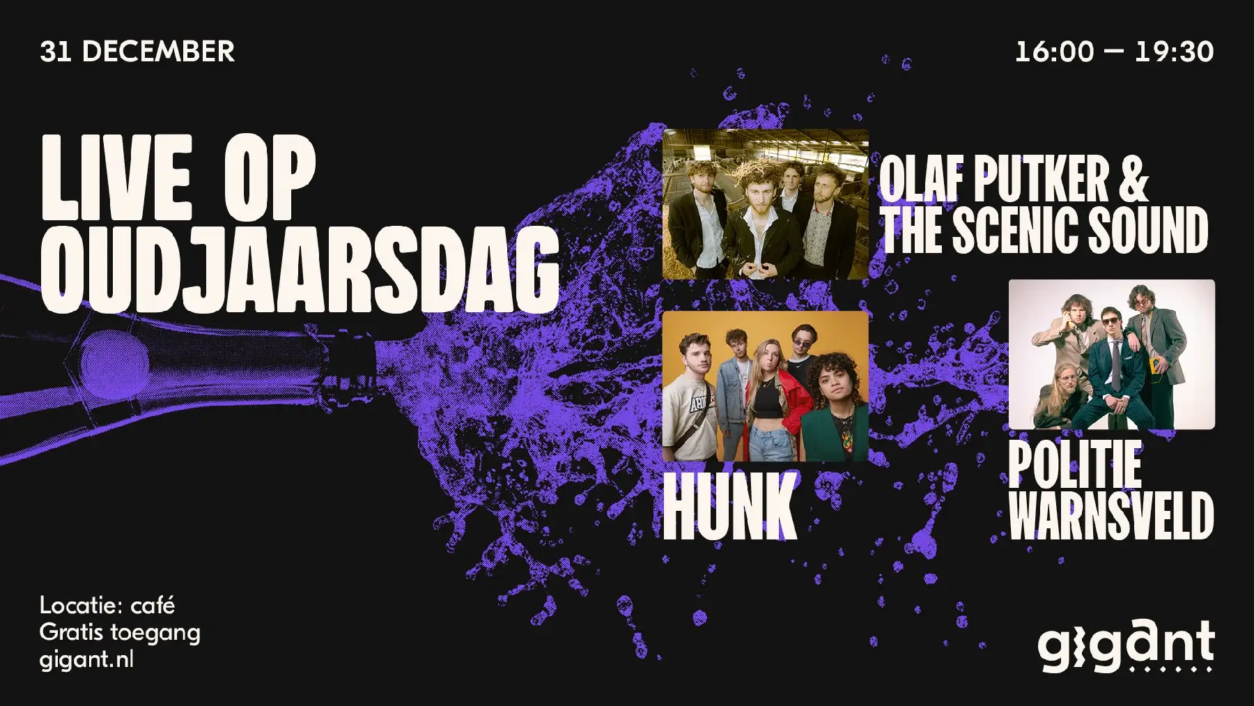 Oudjaarsdag: Politie Warnsveld + Olaf Putker & The Scenic Sound + HUNK