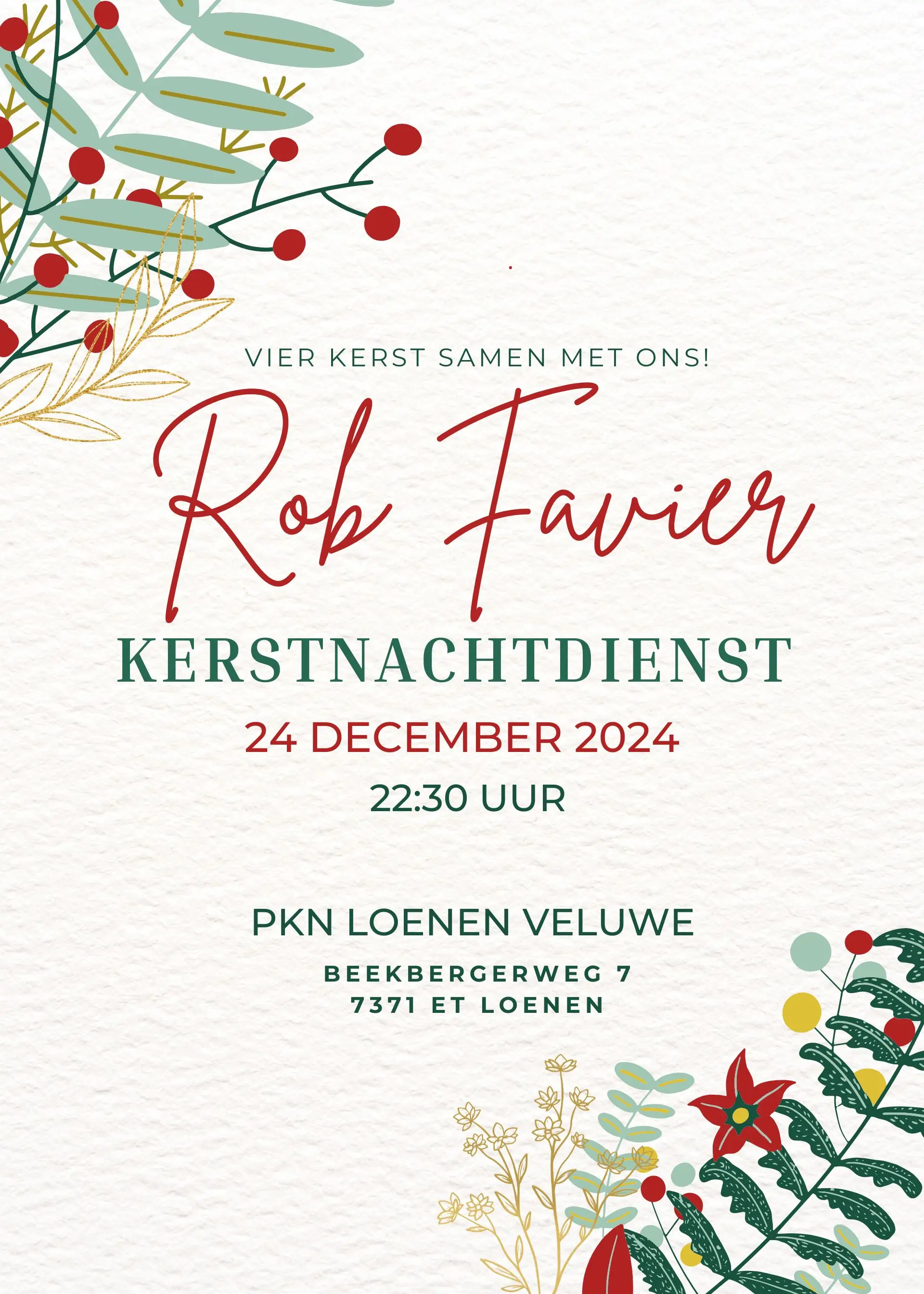 Kerstnachtdienst met Rob Favier