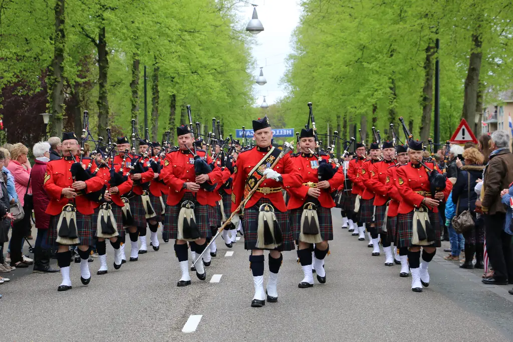 Streetparade met veteranen, voertuigen en muziek