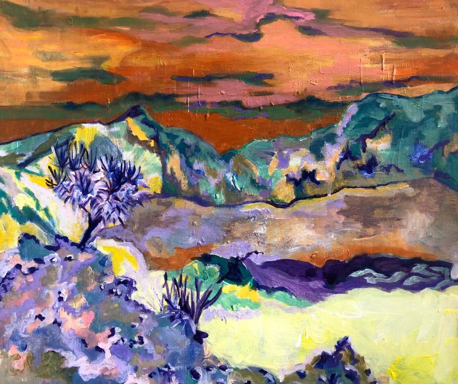 Marieke Warmelink, Rinjani Crator view inverted,  50 x 60 cm 