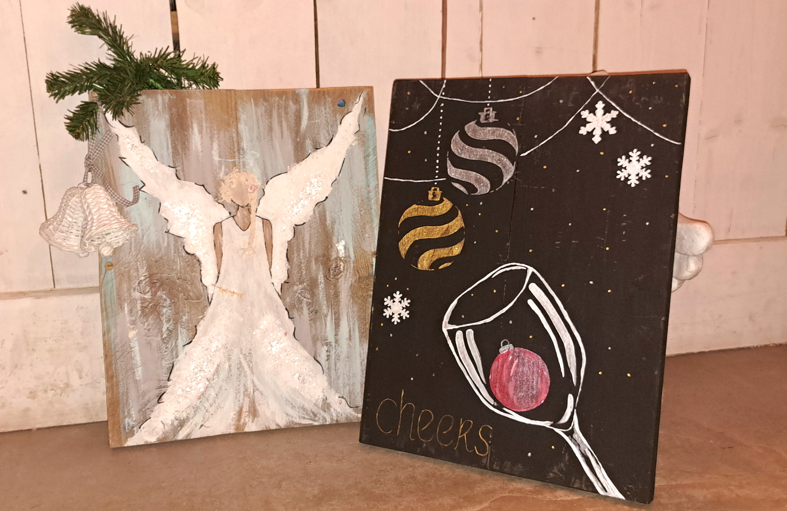 Kerstworkshop Steigerhout Schilderen bij Atelier by Tante Suus