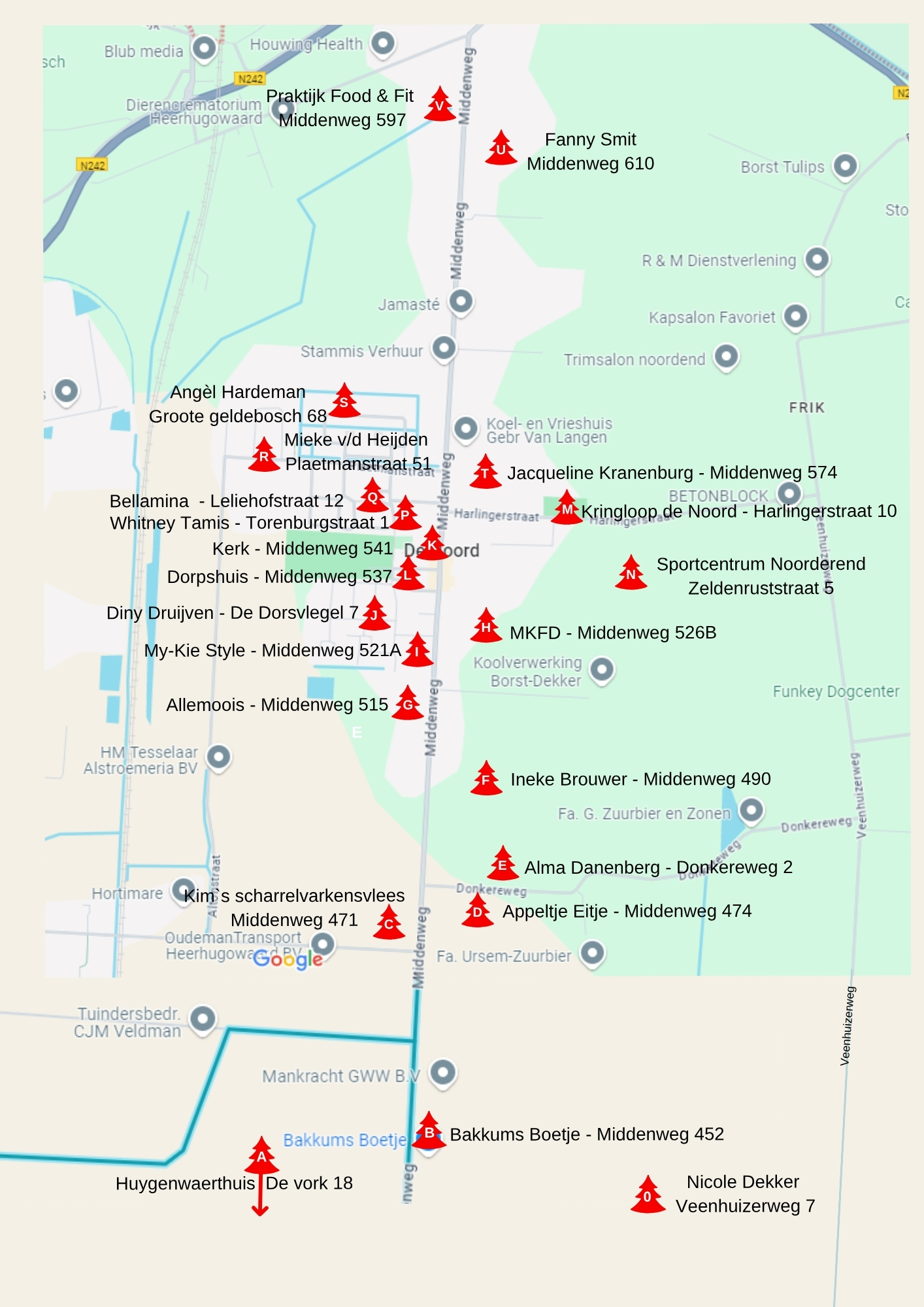 Plattegrond van alle deelnemers tijdens de Winterfair 