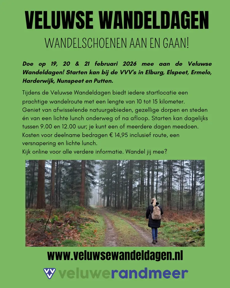 Veluwse Wandeldagen – 19, 20 en 21 februari 2026