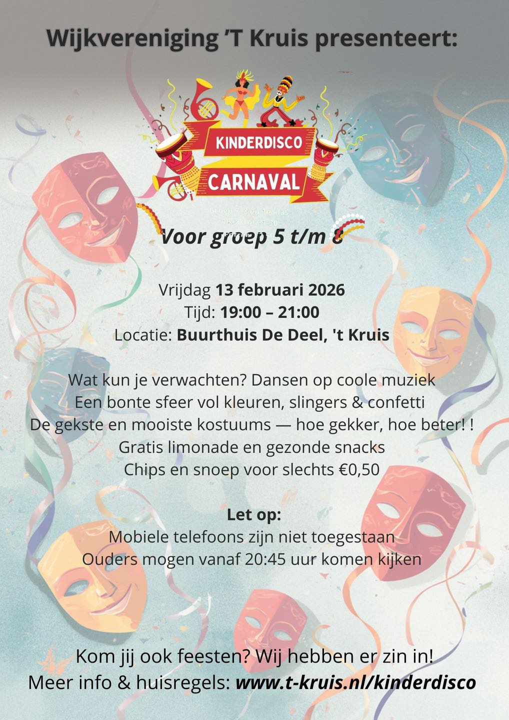 Kinderdisco Carnaval – het gezelligste feestje van ’t Kruis!