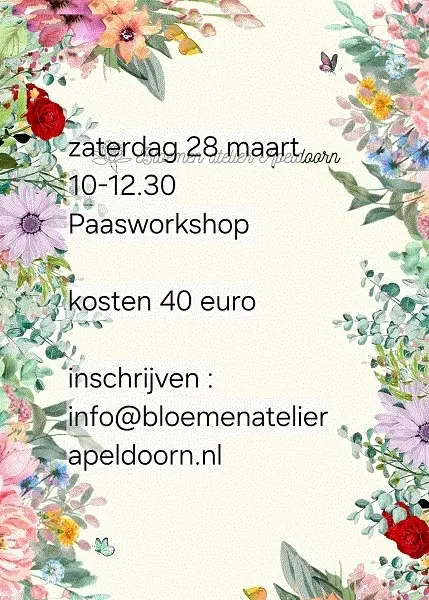 Paasworkshop bloematelier zaterdag 28 maart 2026