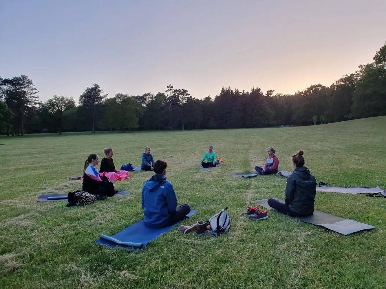 yoga and walk in het bos