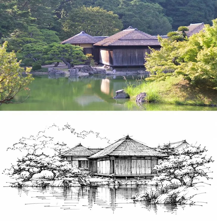 Japanese Landscape Drawing